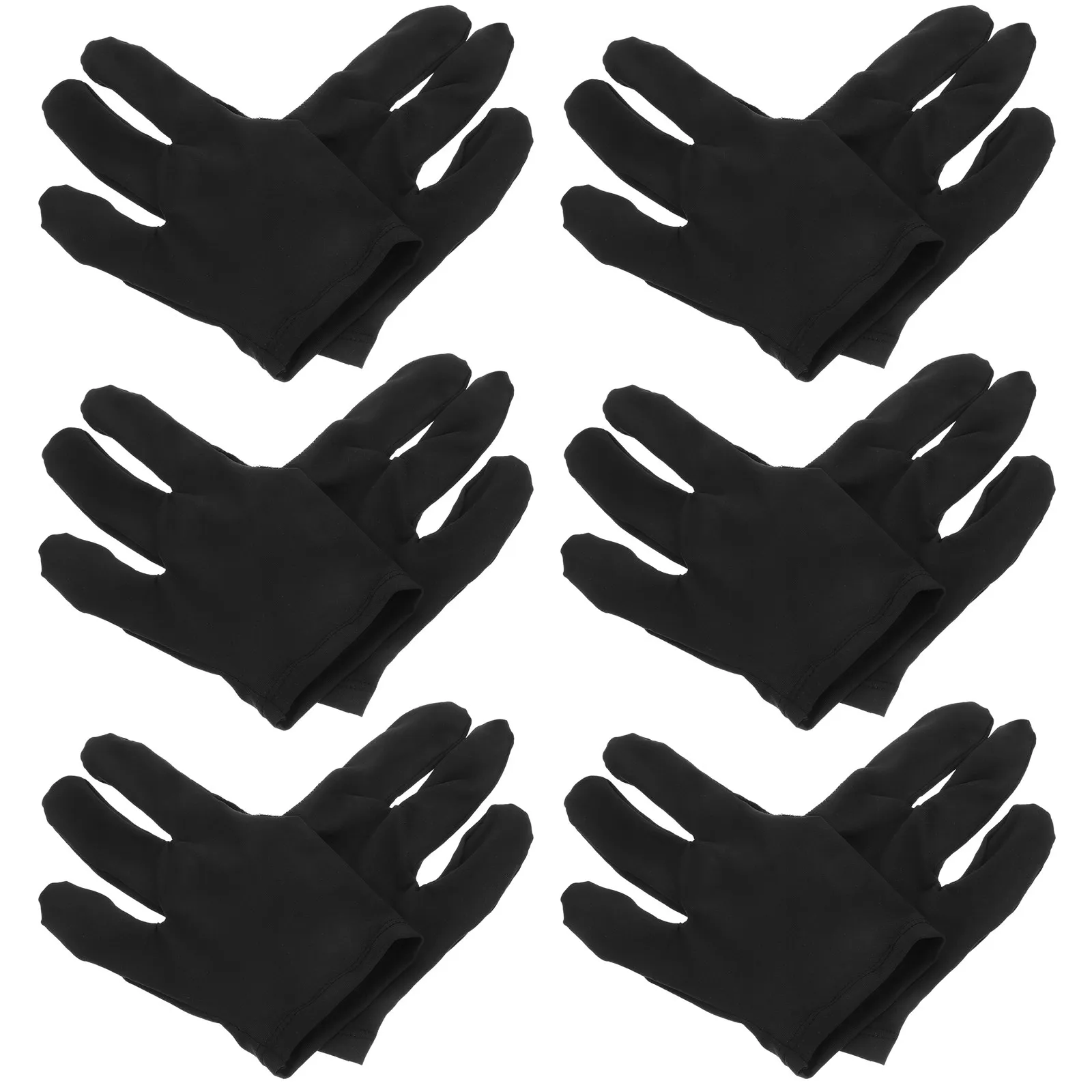

12Pcs Black 3 Finger Billiard Gloves Snooker Cue Elastic Wrist Breathable Flexible Playing Gloves 3 Finger Billiards Glove