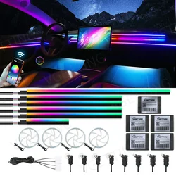 22 In 1 Car Ambient Lights RGB 64 Color Universal LED Interior Hidden Acrylic Strip Symphony Atmosphere Lamp APP Full Colors