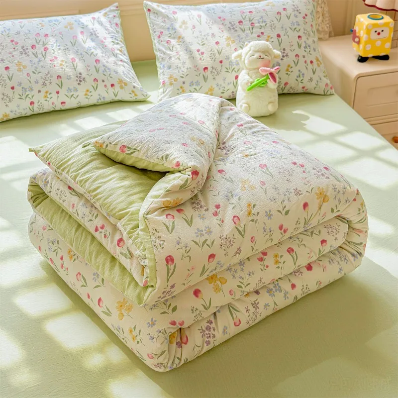 A Class Wrinkled Gauze Double Layer Xinjiang Cotton Quilt Four Seasons Winter Warmth Thickened Spring and Autumn Quilt