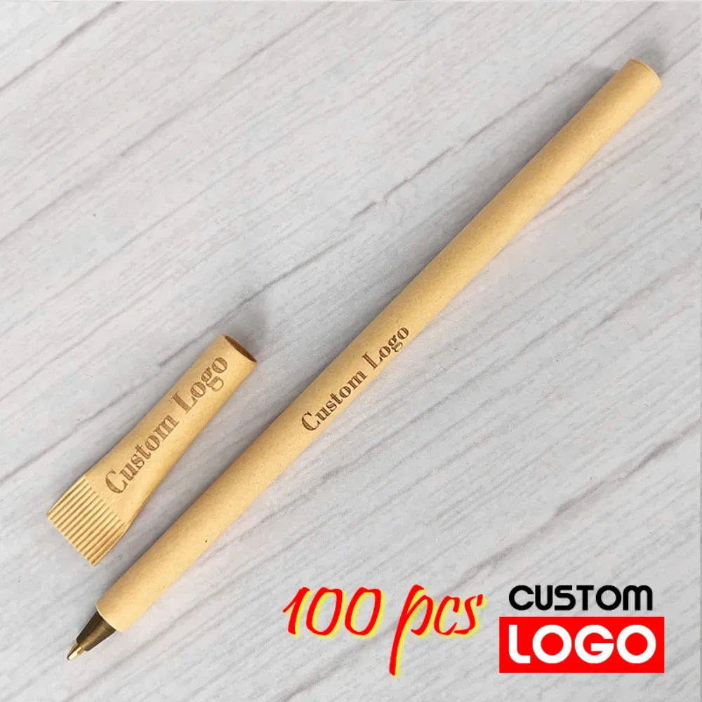 

100pcs Disposable Ball Point Pen Paper Pen Environmental Biodegradable Engravable Custom Logo Name Trademark Advertising Pen