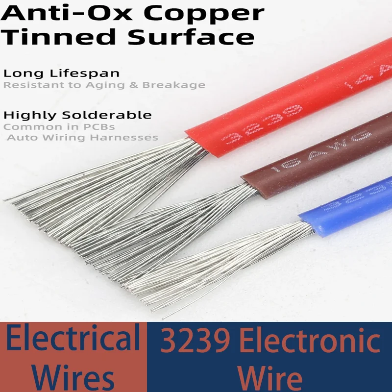 1/5M Copper Wire32 30 28 26 24 22 20 18 16 14 12AWG Soft Silicone 3239 Insulated 3KV Flexible DIY LED Lighting Electronic Cable