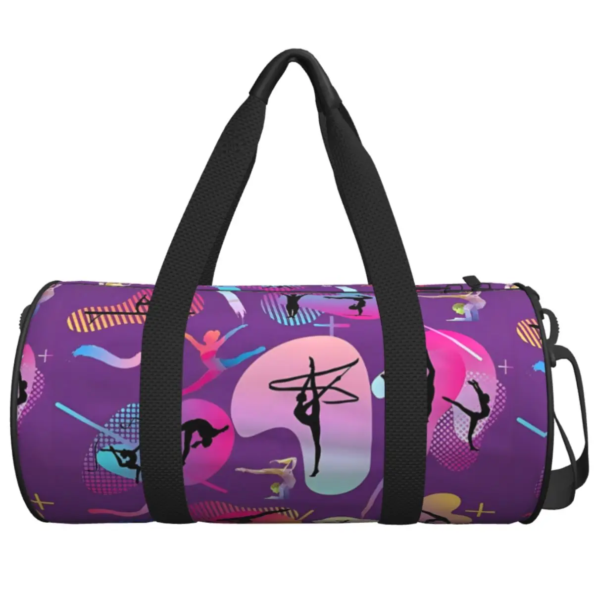 Gymnastics Girl Colorful Pattern Modern Sport Gym Bag Training Sports Bags Men with Shoes Retro Fitness Bag Weekend Handbags