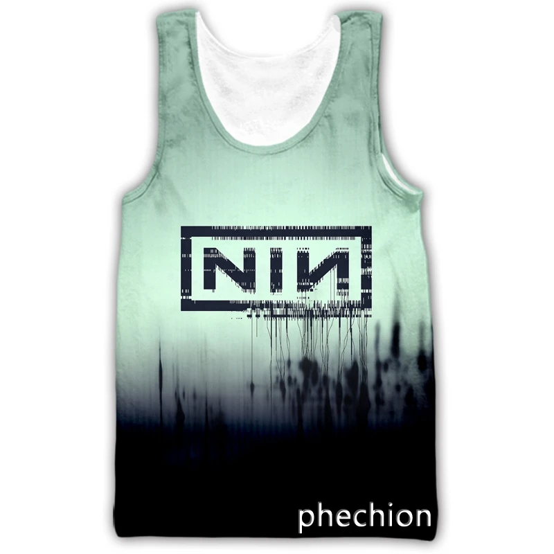 phechion New Fashion Men/Women NIN Nine Inch Nails Band 3D Printed Sleeveless Vest Streetwear Men Loose Sporting Tank Top A238