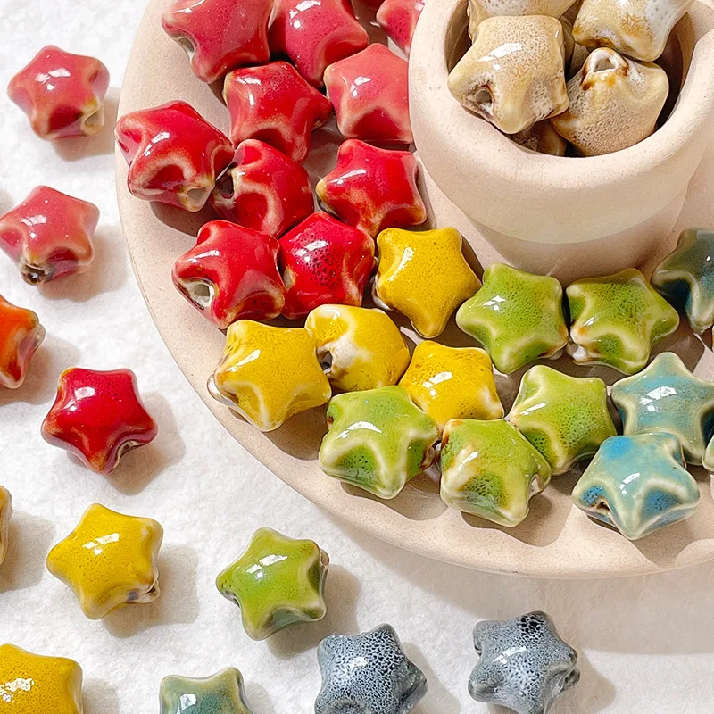27PCS retro ceramic fat star beads straight hole beads loose beads DIY bracelet necklace beaded accessories material