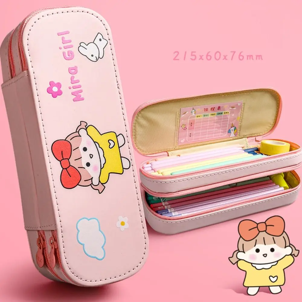 Portable Pencil Case Large Capacity Multi-function Stationery Box Double-Layer Waterproof Pen Case Student School Supplies