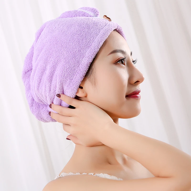 Women Hair Drying Hat Quick-dry Hair Towel Cap Hat Microfiber Solid Towel Cap Super Absorption Turban Hair Dry Cap Bath Hat