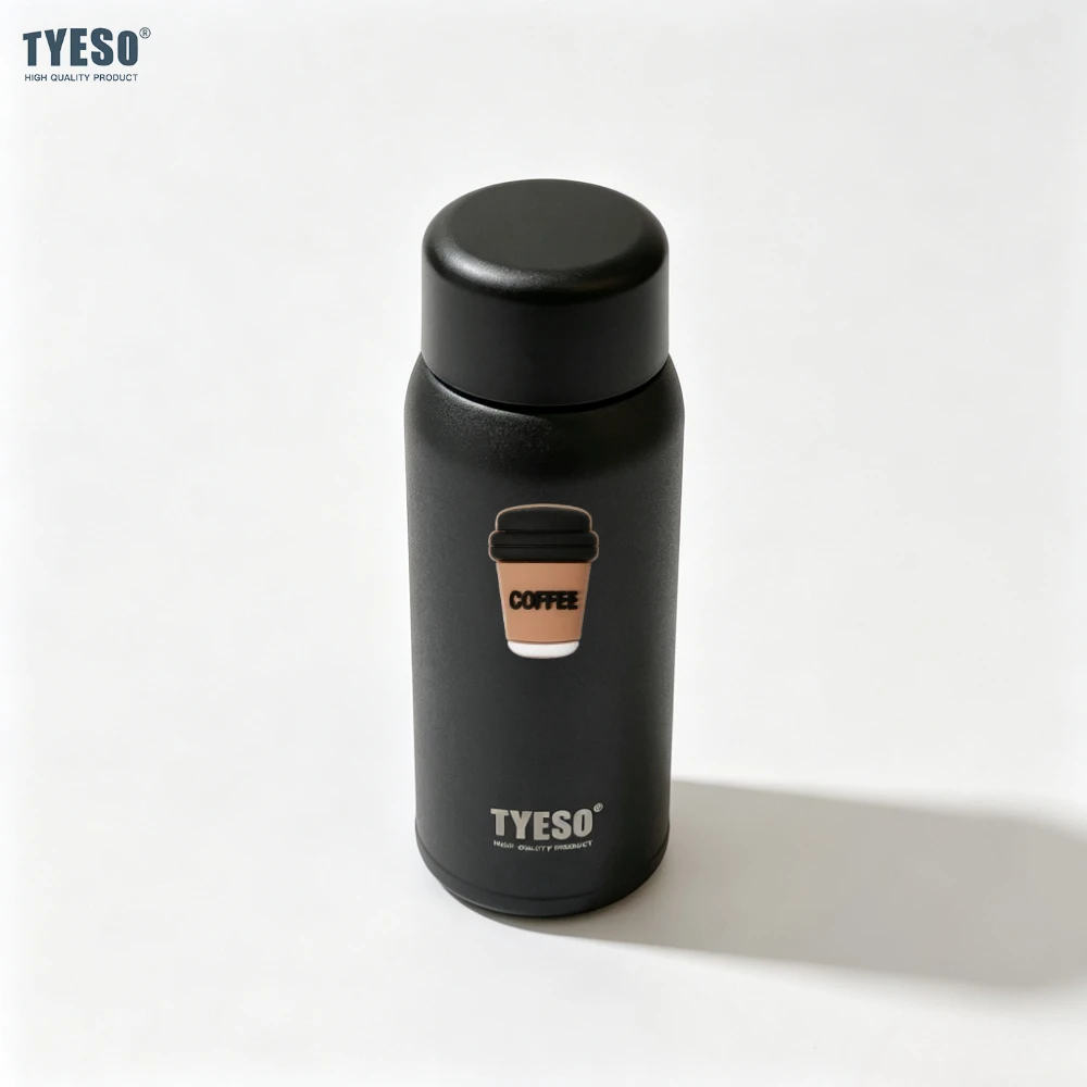 Tyeso Bouteille d'eau isotherme mini 150 ml en acier inoxydable, compacte, fine, très esthétique, mignonne, parfaite avec un autocollant pour café