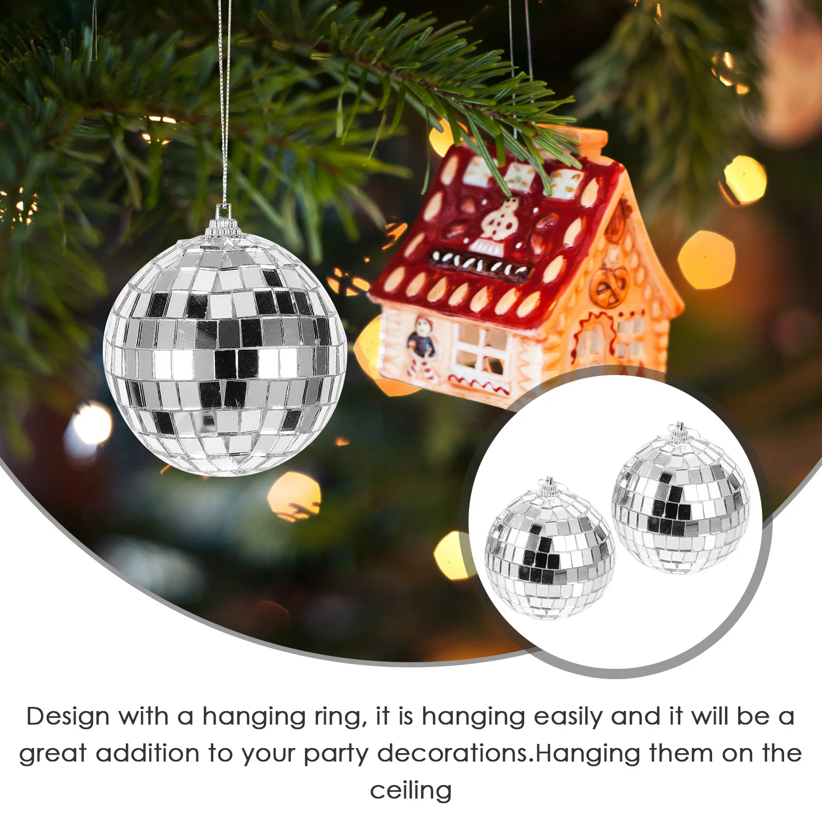 

9pcs Hanging Disco Mirror Ball Plastic Party Decoration For Wedding Birthday Christmas Tree Mini Silver Disco Balls Reflective