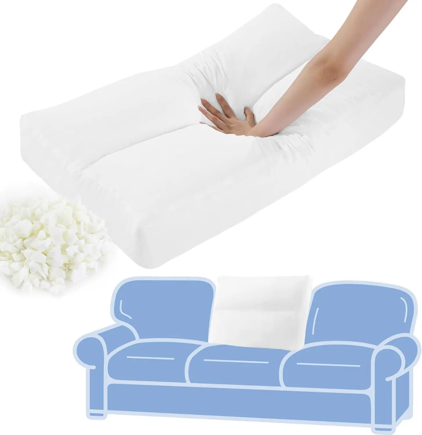 

Shredded Foam Couch Ba Cushions Replacement Ba Pillow Sofa Cushion Stuffing Fill Supportive Ba Pillow 1 Pack, Fluffy & Evenly