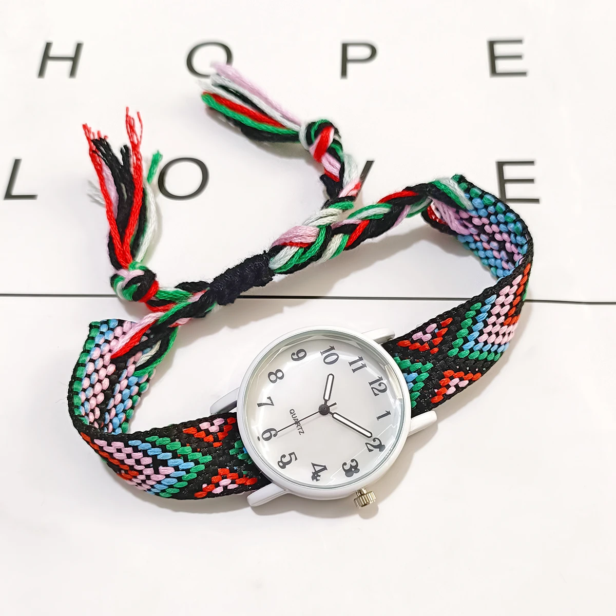 Women Color Adjustable Woven Bag Quartz Watch