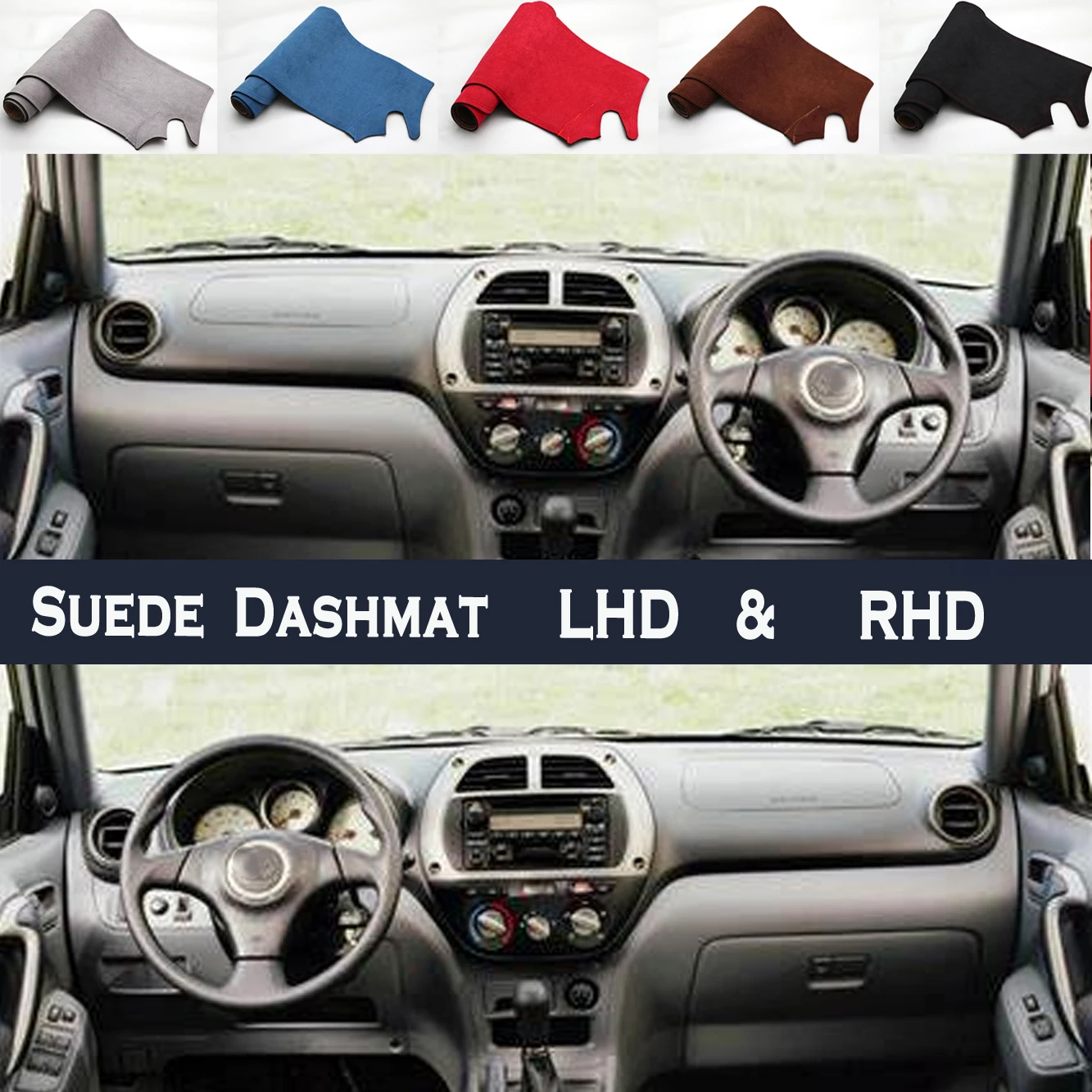 Car Styling Suede Dash Mat Covers Dashmat Dashboard Pad Protector Accessory for Toyota Rav4 Xa20 2000 2001 2002 2003 2004 2005