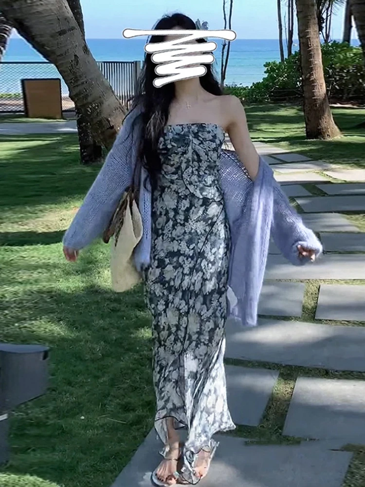 Vestido longo f com estampa floral, gola ter, verão, novo estilo, emaecimento, praia, férias, pausa para chá, cin...