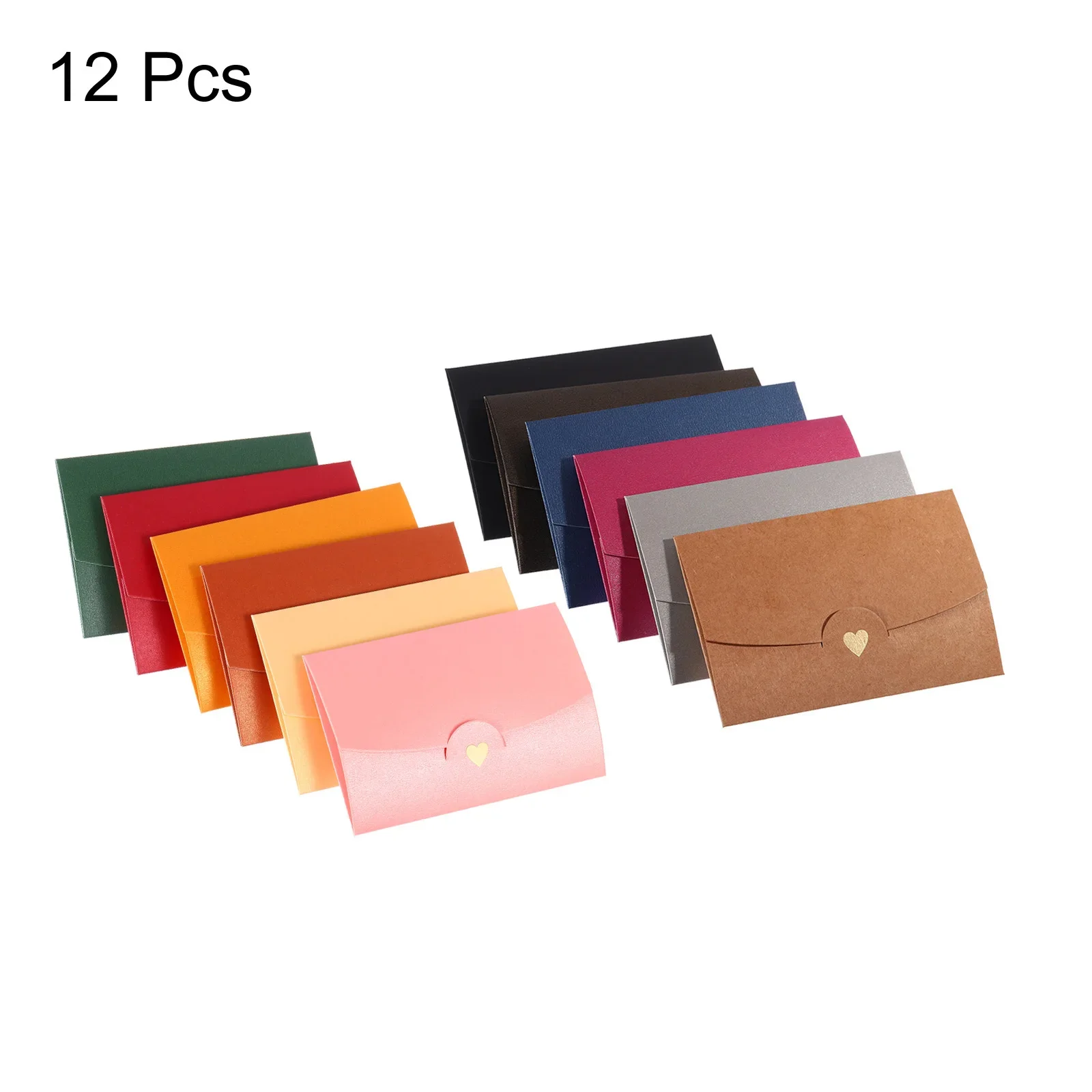 

12Pcs 10.5x7cm Mini Envelope Small Gift Greeting Card Holder Retro Gold Heart Business Invitation Envelopes for Wedding Birthday