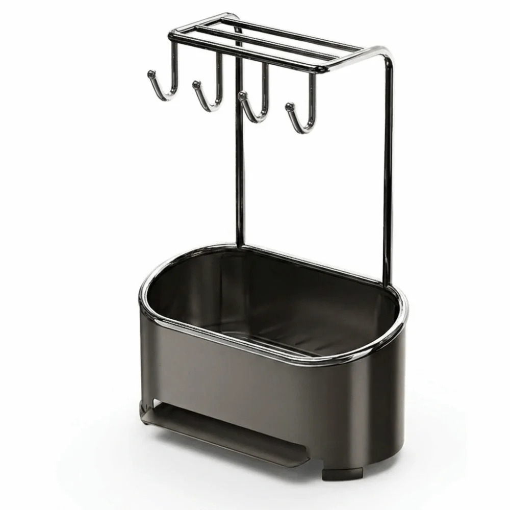 gunmetal-gray-kitchen-sink-organizer-compact-design-drainage-base-sponge-drainage-rack-sleek-modern-look-functional-design
