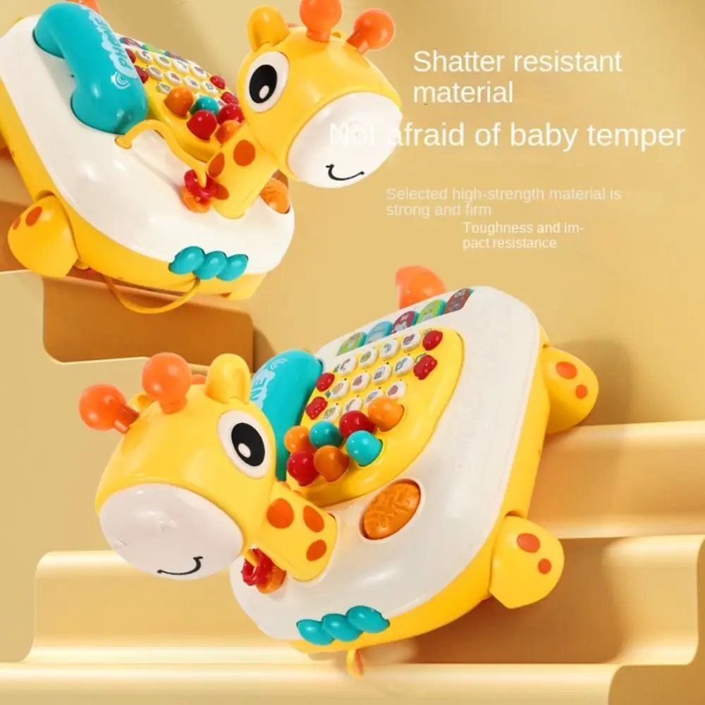 โทรศัพท์ของเล่นรูปกวางมีล้อ มีเสียงเพลง มีไฟ ของเล่นโทรศัพท์จำลองแบบมอนเตสซอรี่ โทรศัพท์บ้านจำลองอเนกประสงค์