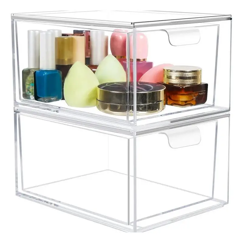 

Clear Stackable Storage Drawers Clear Storage Bins With Pull-Out Handles Bathroom Makeup Organizers Storage Bins Kitchen Storage