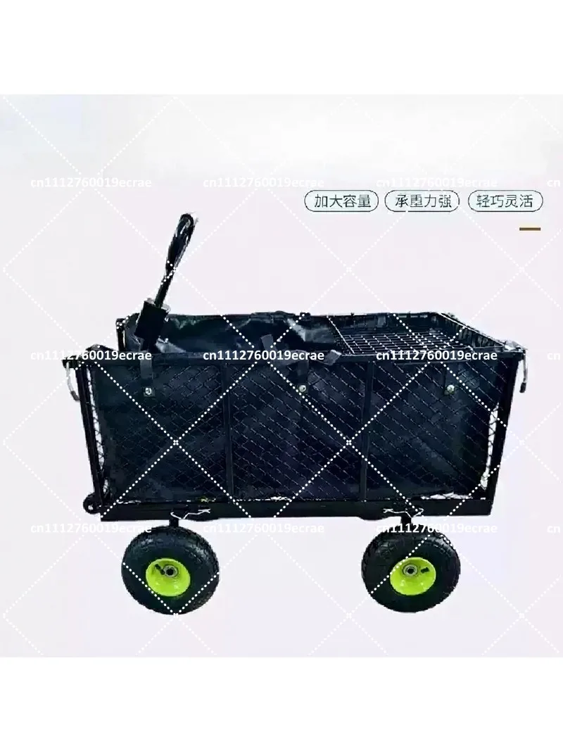 Foldable Heavy Duty Garden Cart 200kg Capacity, Removable Mesh Utility Wagon for Lawn, Firewood, Compost