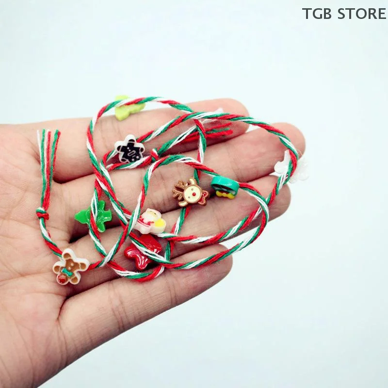 Mini cuerda colorida para decoración navideña, regalo colgante para árbol de Navidad, accesorios para casa de muñecas, colgante, 2 uds.