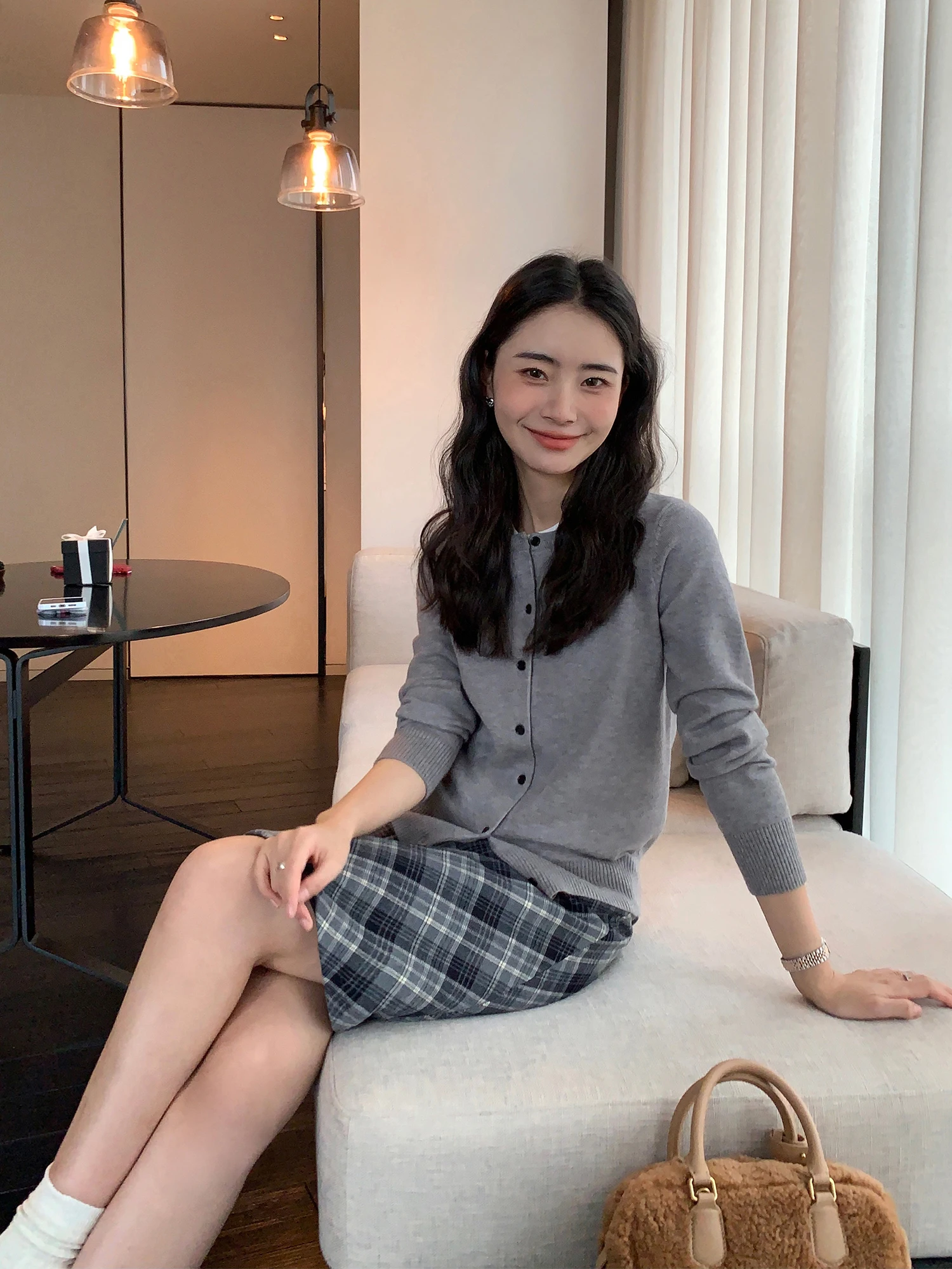 

Pusumede Lazy Wed Bla round Ne Knitted Open Cardigan Women's Loose Slimming Knitwear Top Korean Sle Long Sve