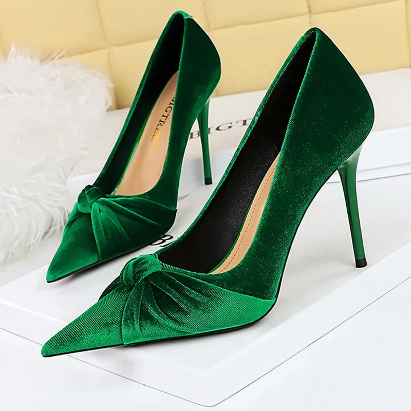 BIGTREE Shoes Bowknot Suede Women Pumps Fashion New High Heels Pointed Stilettos Women Heels 2024 New Design Pumps Plus Size 43