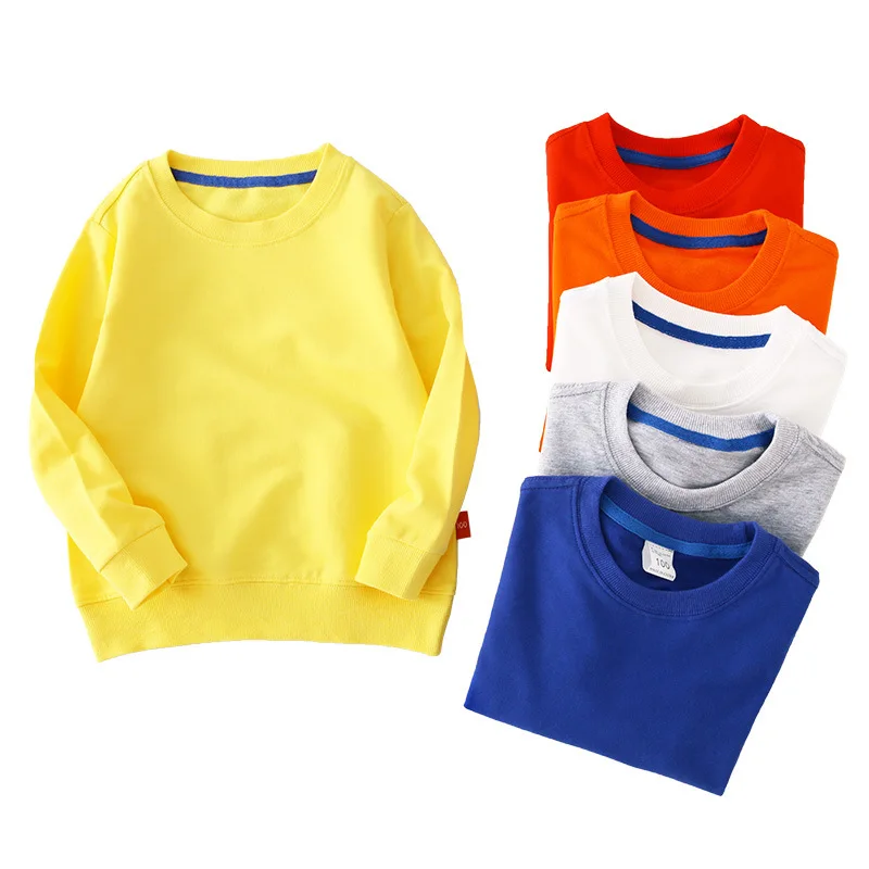 Autumn Spring Baby Boy T Shirt Cotton Girls Tees Long Sleeve White Shirt Kids Tops Baby Clothes Solid Black Blue Yellow