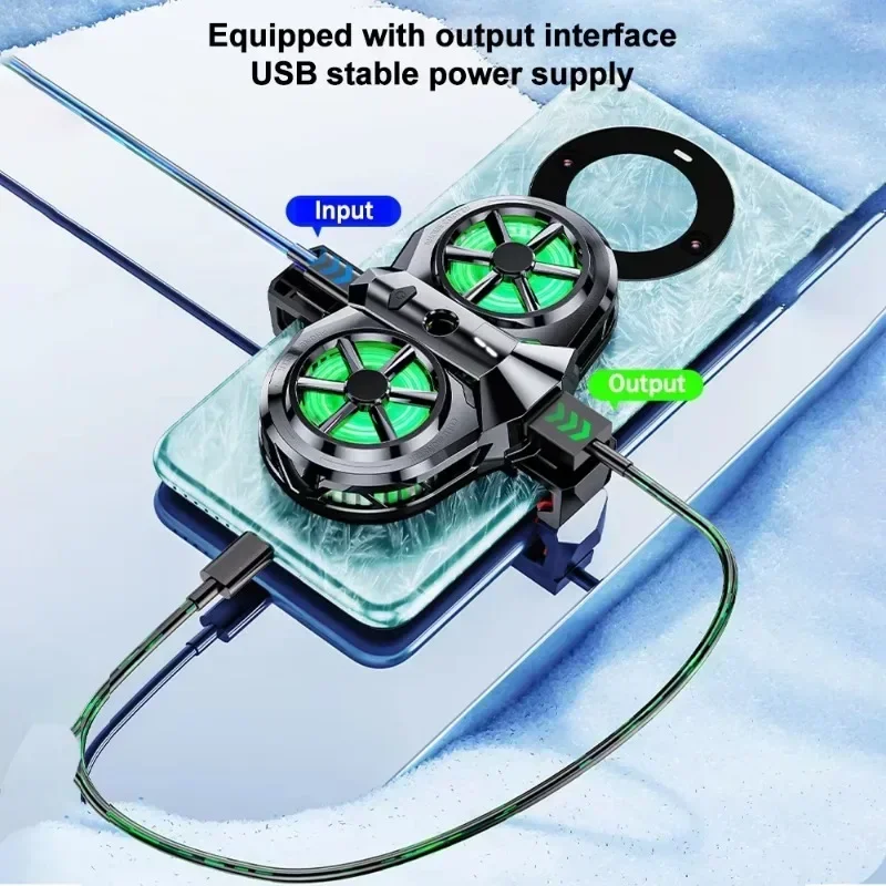 X117 Digital Display Mobile Phone Semiconductor Live Streaming Cooling Radiator 3 Gears Adjustable PUBG Game Cooler with Bracket
