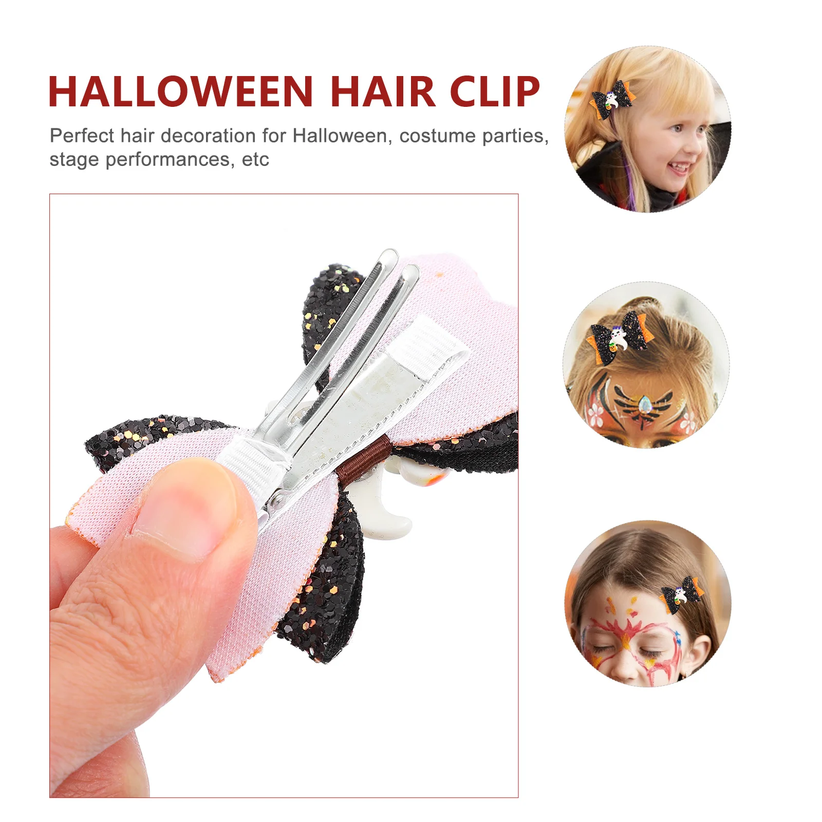 

4pcs Kids Bowknot Clips Halloween Cartoon Hairpins For Children Comfortable Easy Wear Hair Grips Suitable For Party Costume Day
