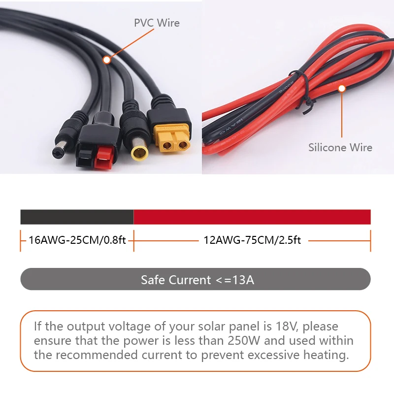 16AWG Solar Charging Cable for Solar Generator,Solar Panel Connector Adapter Compatible for Power Station-XT60 DC 7909 Anderson