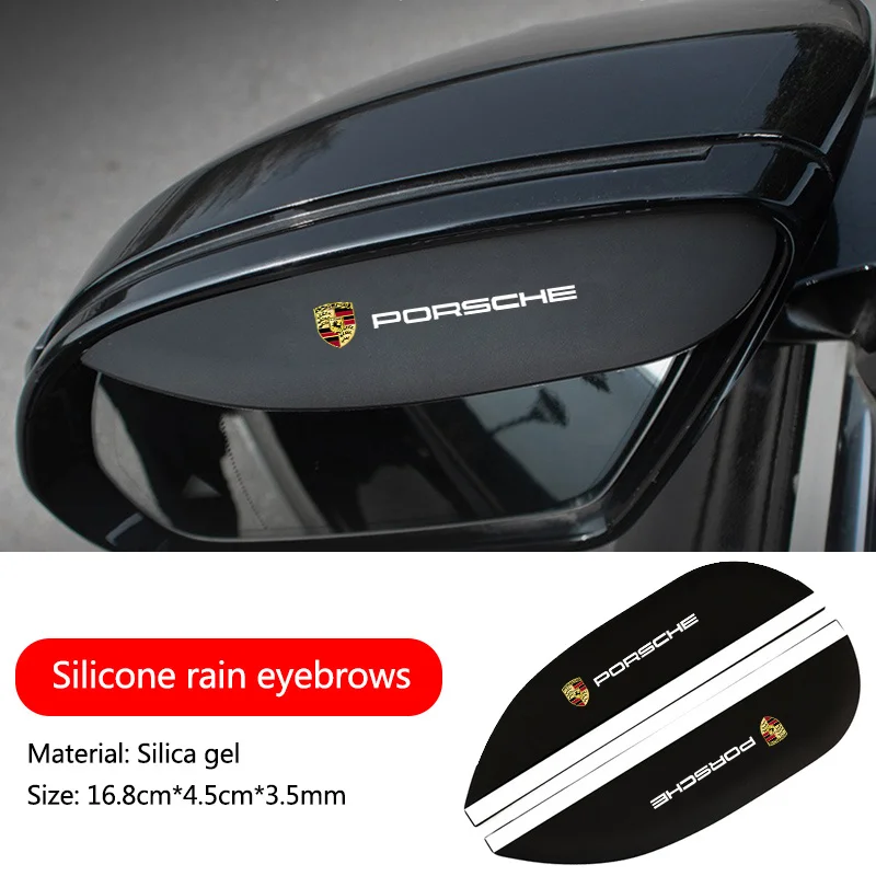 2PC Car Rearview Mirror Rain Eyebrow Reversing Mirror Rain Shield For 911 Cayenne Macan Carrera 928 968 Panamera Boxster