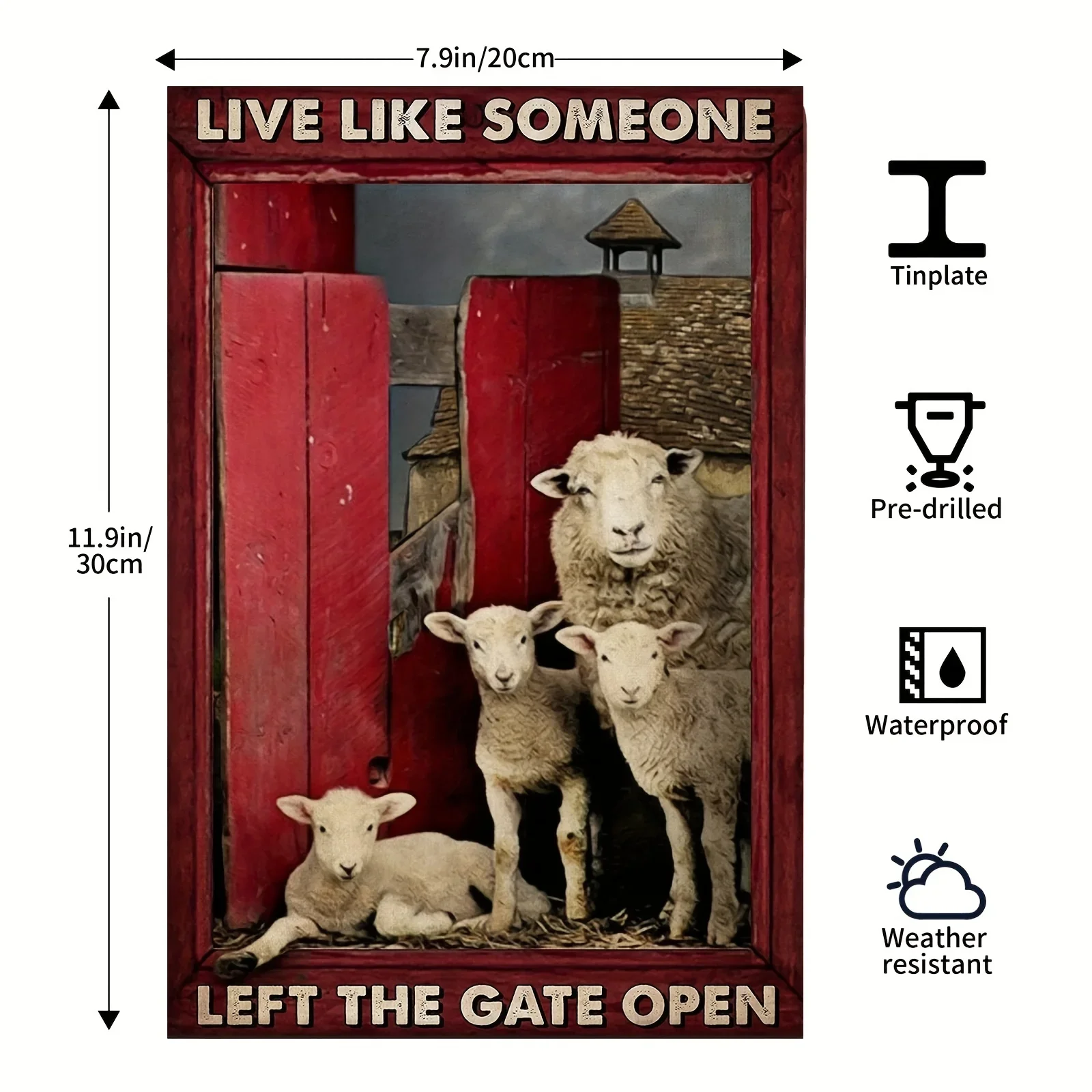 Metal Tin Sign, Funny Goat Bathroom, Nice Butt Sheep Live Like Someone Left The Gate Open Poster, Farm Life Farmhouse Wall Decor