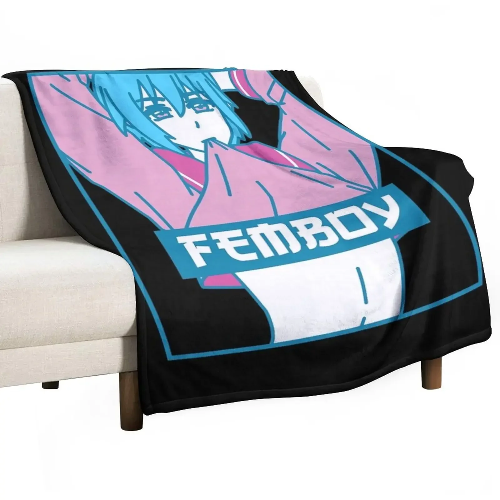 Femboy Aesthetic Pastel Gay Yaoi Anime Boy Crossdressing Throw Blanket Single Comforter Blankets