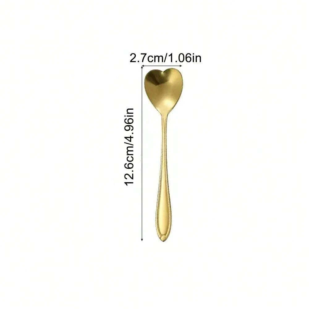 8/16Pcs Stainless Steel Heart Shape Coffee Spoons Gold Scoop for Dessert Tea Accessories Kitchen Tableware Decoration Gifts Set