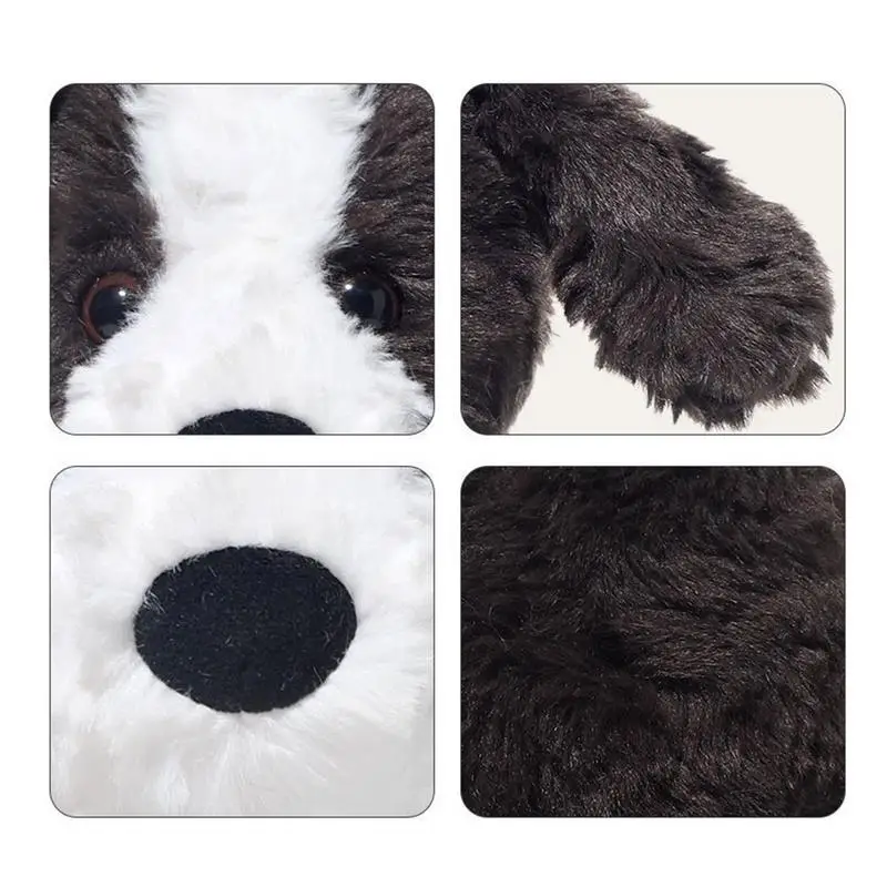 Peluche rembourrée Border Collie, poupée confortable, jouets animaux simulés, oreiller doux, décoration à câliner, cadeaux pour enfants, 24cm