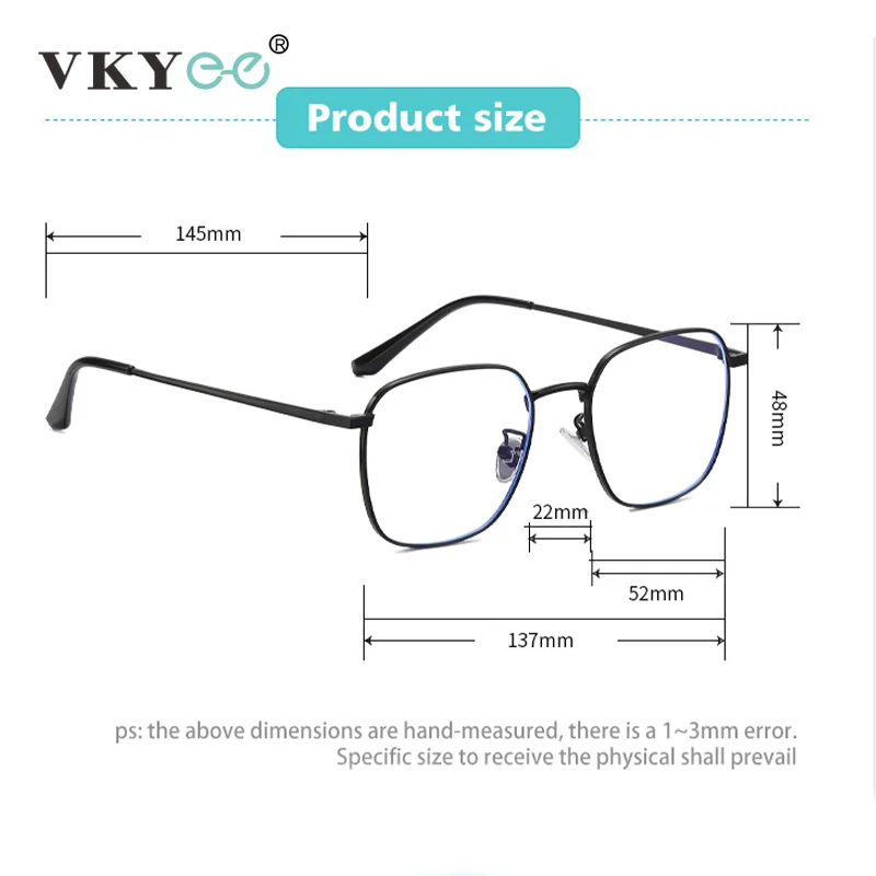 VICKY Simple Classic Geometric Frame Square Design Men's and Women's Anti-Blue Light Glasses Customizable Prescription 18322