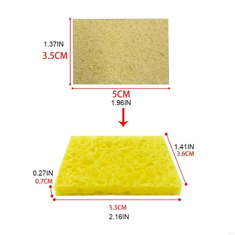 652F Yellow Soldering Cleaning Sponge, High Temperature Enduring Soldering Tip Cleaner for Electric Welding Accessory 10pcs