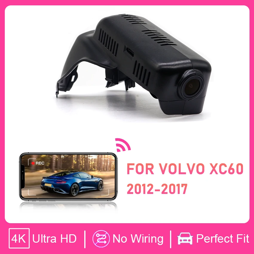 

Видеорегистратор 4K 2160P с двумя камерами и Wi-Fi для Volvo XC60 2012-2017 годов выпуска, с функцией циклической записи