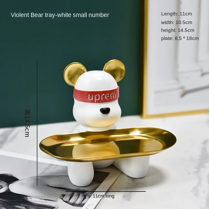 صينية الدب العنيف الإبداعية باللون الأحمر الصافي لتخزين غرفة المعيشة وخزانة التلفزيون وديكورات المنزل المكتبية #6