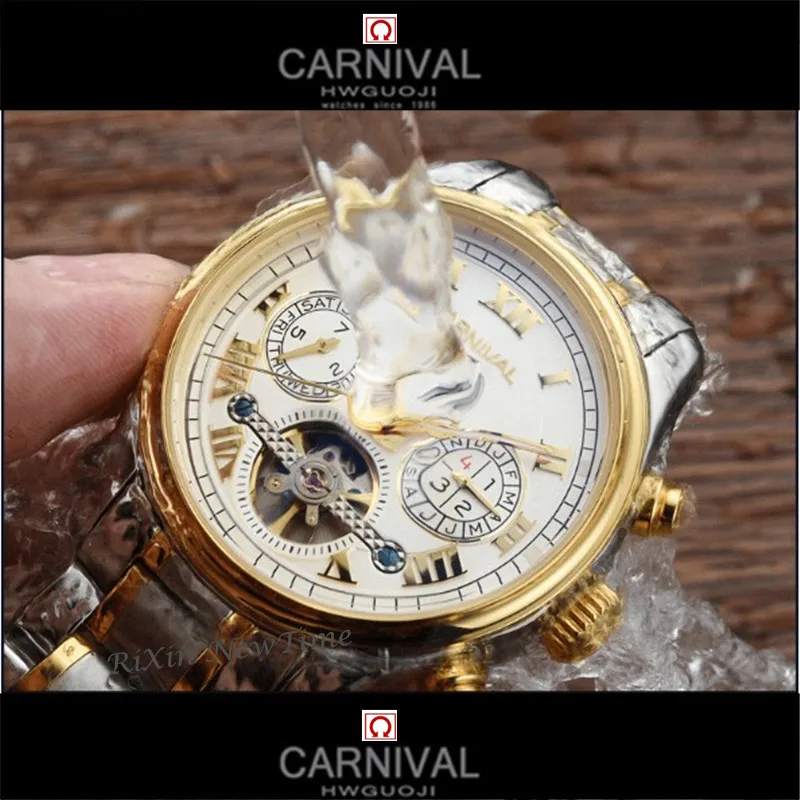 Carnival Tourbillon Hot Automatic Mechanical Brand Men\'s Watches Fashion Army Sports Waterproof Luminous Watch Luxury Full Steel