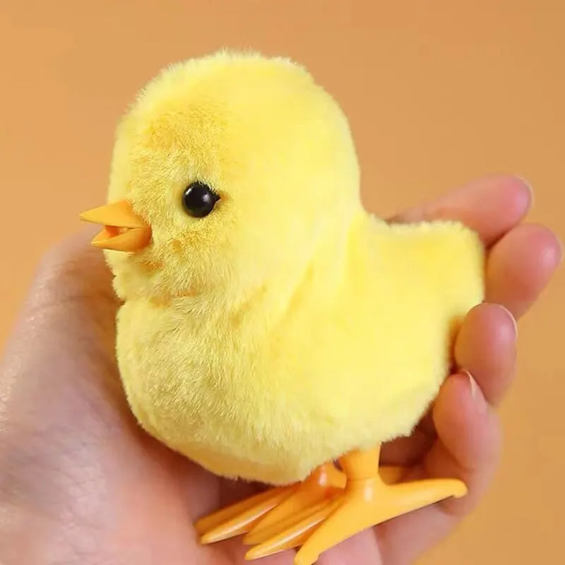 Cute Yellow Jumping Chicken Duck Clockwork Toy Walking Simulation Limb Development Plush Toy Chick Duck Gift