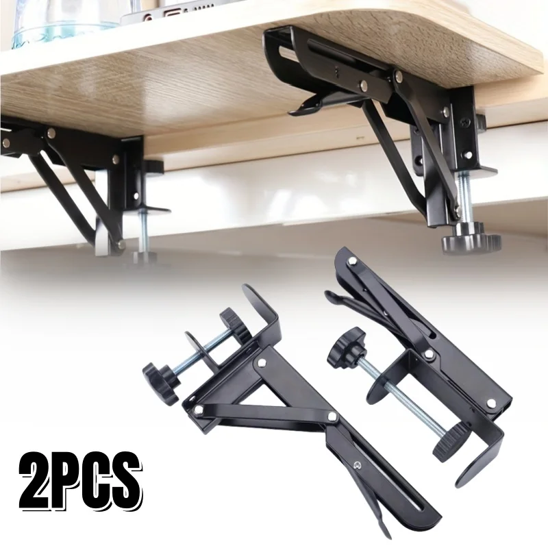 2PCS L-shaped Foldable Desktop Bracket Heavy-duty Punch-free Space-saving Desktop Extension Plate Rack Hardware Accessories