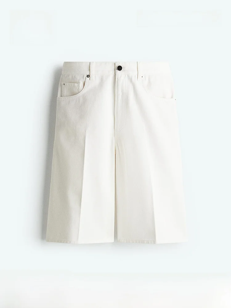 

Loose Low-Waist Bermuda American Style Five-Point Denim Shorts Women's Summer Jeans H&M Cotton Coated Denim Spring 2025