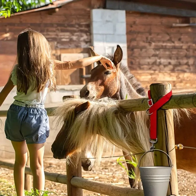 Correia de balde de alimentação de cavalo para baldes de água, redes de feno, cinto de alimentação de gado de náilon ajustável corda de suspensão de fazenda