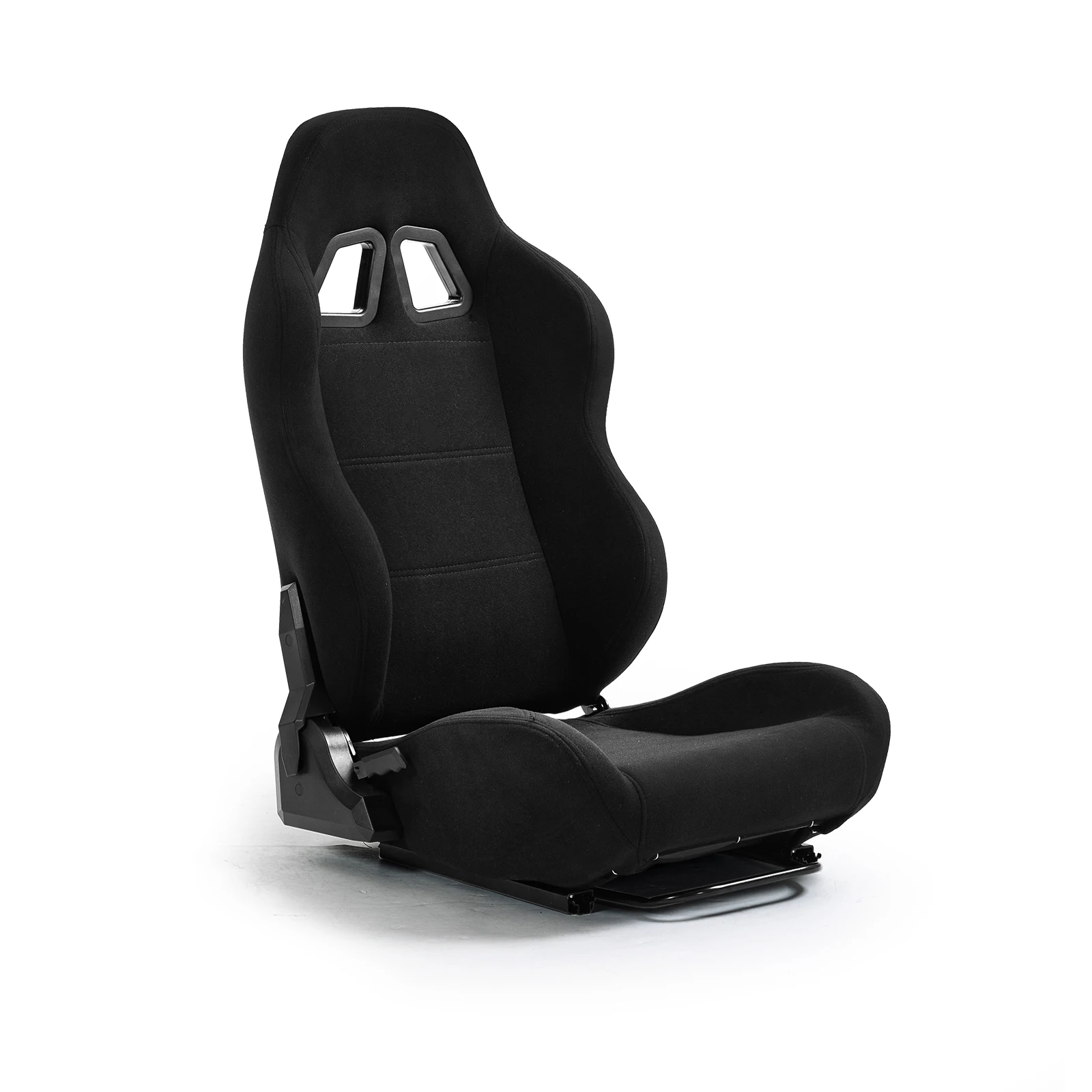 Asiento de carreras Minneer Black con rieles de doble bloqueo, tela transpirable, asiento para juegos ajustable, compatible con la mayoría de los simuladores de carreras.