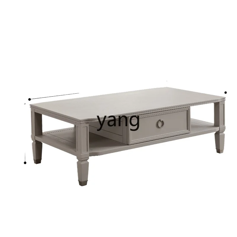 

LMM light luxury light gray red oak solid wood coffee table 1.3 meters living room solid wood coffee table