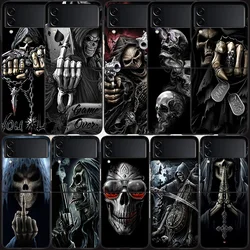 Grim Reaper Skull Skeleton Case for Samsung Galaxy Z Flip 6 Flip 5 4 3 5G Black Cell Phone Cover Samsung Z Flip 5 5G Luxury P