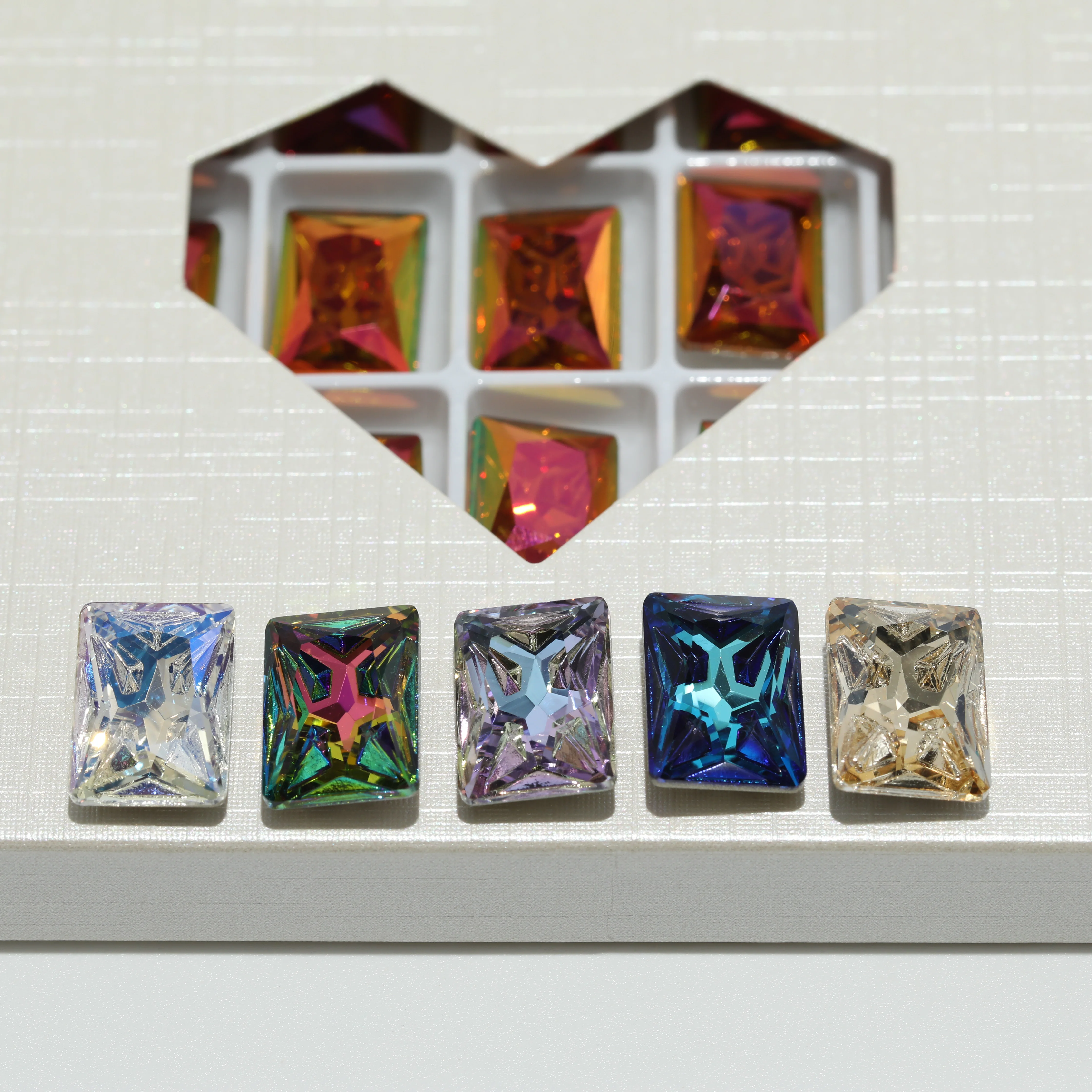 GRST Premium Meteorite Series Strasssteine DV4025 Rechteckige Fancy Stones Glänzende Kristalle für DIY Nagelkunst, Hochzeitskleider, Taschen und Zubehör – Detail 6