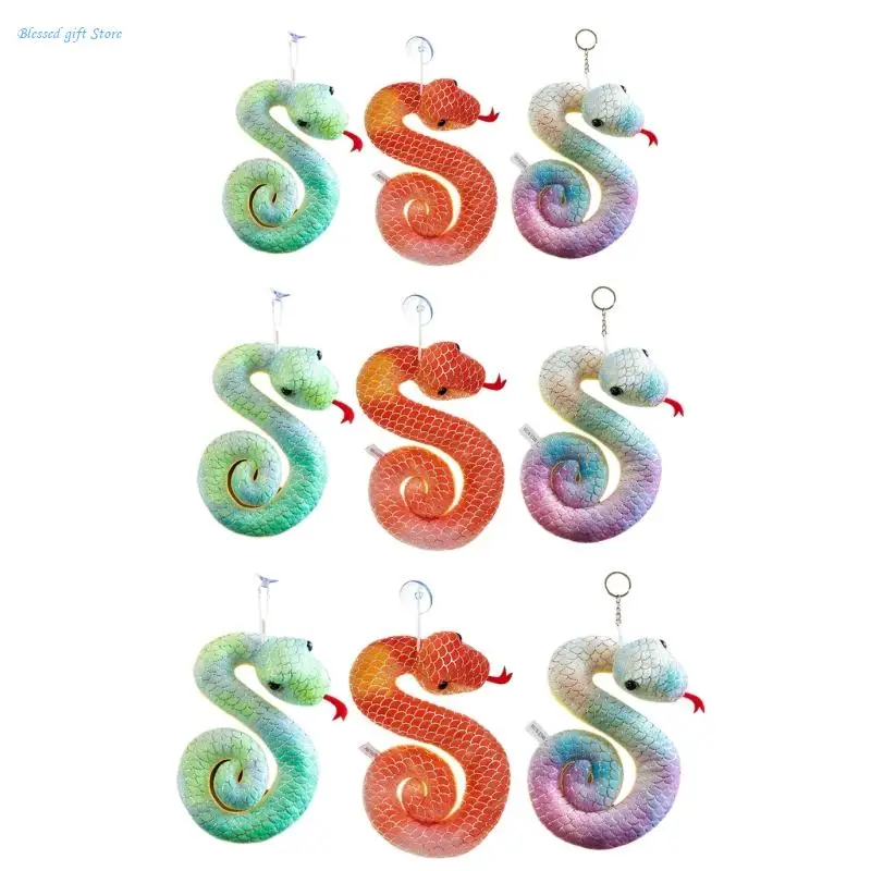 Festival Vibranting Color Snake Sturdy Plush Pendant with Elegant Designs and Gold Press Cultural Collectible Decoration