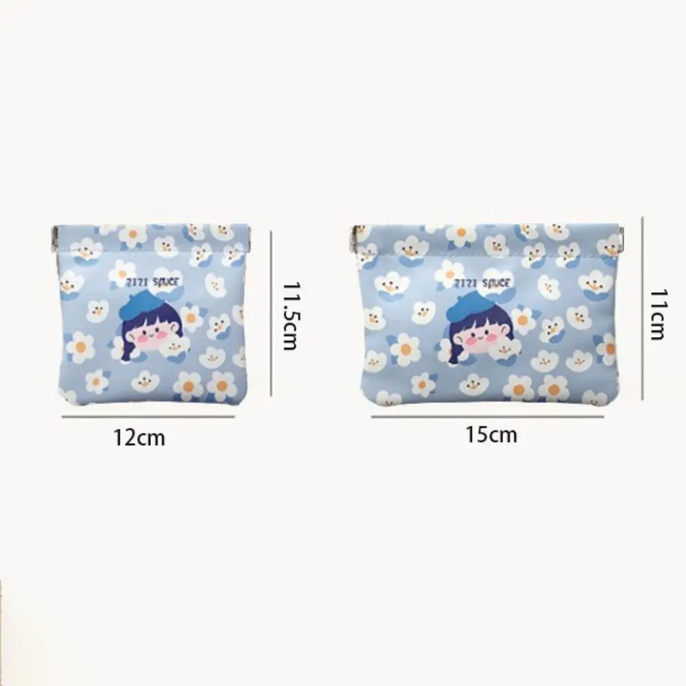 新しい自動閉鎖ミニ化粧品バッグ漫画パターンソフト Pu レザー口紅バッグポータブル旅行収納袋