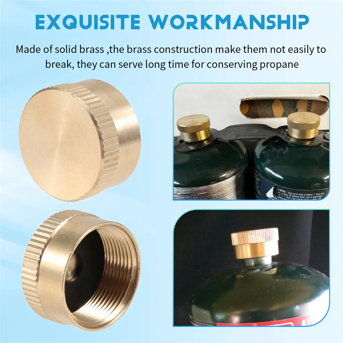 5 Pieces Solid Brass Refill Cap 1 LB Propane Bottle Cap Gas Tank Cylinder Sealed Cap Protect Cap for Outdoor Stove Rich