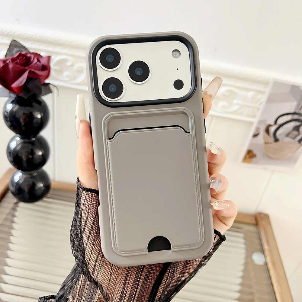 Stoßfeste Silikon-Handyhülle für iPhone 15 14 13 12 11 17 18 Pro Max Plus Schutz ID ATM-Kartentasche Abdeckung für iPhone 17pro – Detail 18